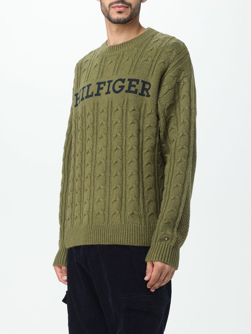 Pullover Uomo Cable Monotype Verde Tommy Hilfiger- Francavilla Moda